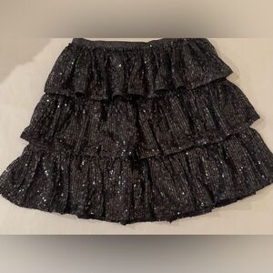 Cat & Jack Sequin Black Tiered Skirt 14/16